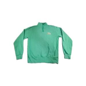 Lacoste Unisex Loose Fit Sz XS Badge Accent 1/4 Zip Sweatshirt Green C8-125